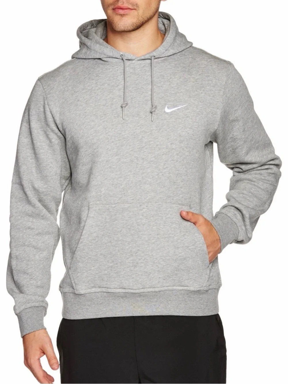 Nike Light Gray Pullover Hoodie with Small White Swoosh